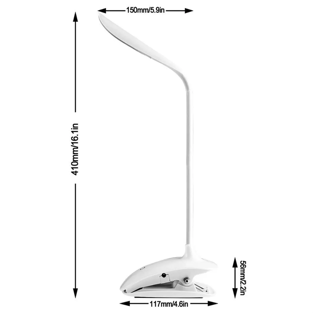 Регулируемые светодиодные настольные лампы с зажимом, заряжаемые USB настольные лампы для чтения, энергосберегающие лампы с сенсорным выключателем для гостиной