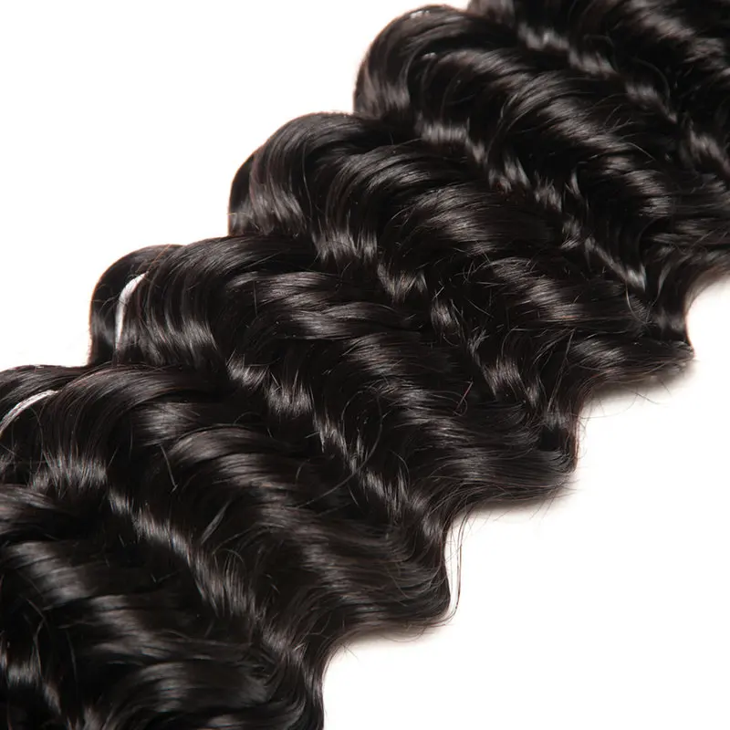 Yavida Deep Wave 3 Bundles Deal Peruvian Hair Bundles non-Remy Hair Extensions Human Hair Bundles No Tangle No Shedding