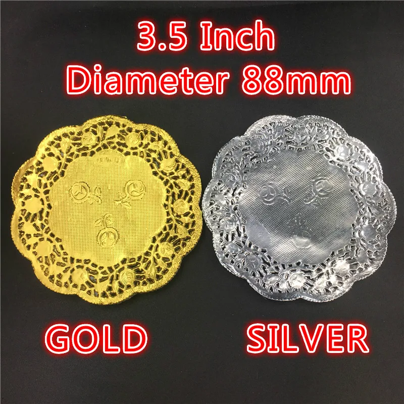 

20pcs Creative Craft 3.5"Inch Round Gold Silver Paper Lace Doilies Cake Placemat Party Wedding Gift Decoration