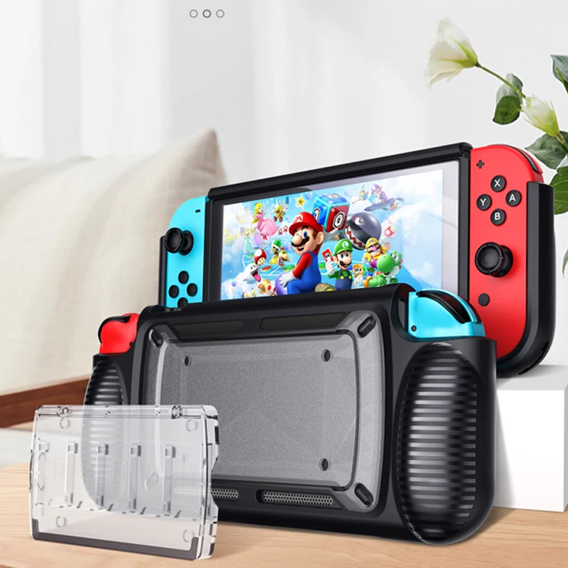 Удобный чехол для nintendo Switch TPU PC ручной эргономичный мягкий рукоятки для переключателя с 7 игровыми слотами Playstand