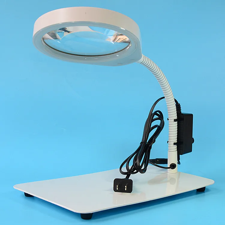 New Magnifying Desk Table Lamp 10X Optical Glass 127mm Dia 48 LED Lighting Table Magnifier for Motherboard Repair Jade Identify