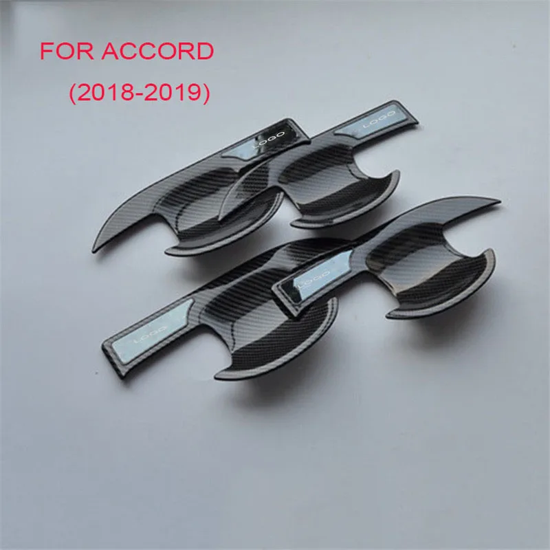 

Carbon fiber Car External Outer Door Handle Catch Cover trim Cap Door Bowl Protection Sticker For Honda Accord 2018 Accessories