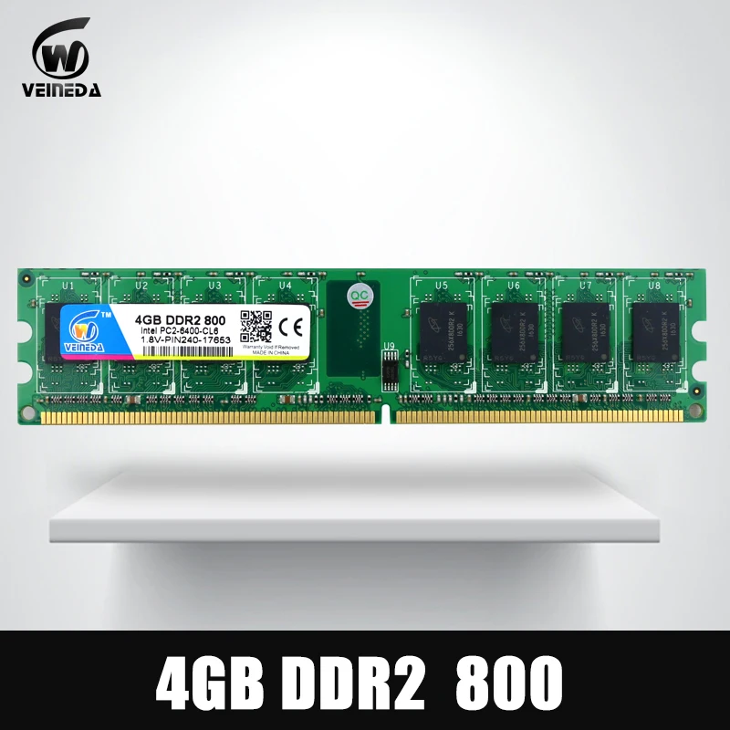 VEINEDA 2 جيجابايت 4 جيجابايت ddr2 ميموريال ddr 2 4 جيجابايت 800 ميجا هرتز ddr 2 2 جرام 800 667 533 PC2-6400 الذاكرة RAM ل إنتل و AMD Dimm