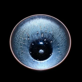 

Jianzhan Green Tea Cups Blue Tenmoku Glaze Natural Clay Bowl Healthy Beautiful for English Tea Service