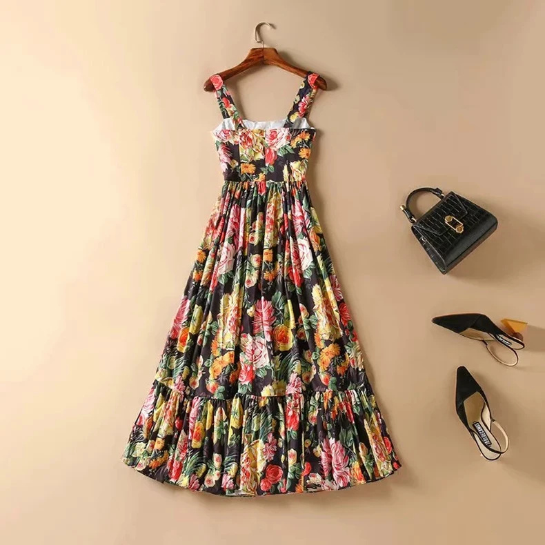 Женское длинное платье на бретельках Svoryxiu, разноцветное платье с цветочным принтом для пляжной вечеринки на лето
