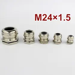 1 шт M24 * 1,5 Никель латунь металл IP68 Водонепроницаемые кабельные сальники разъем подходит для 10-14 мм