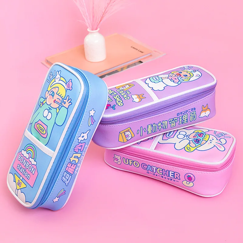  Kawaii School Pencil Case Cute Cartoon Penal Pencilcase for Girls Boys Large Pen Bag Penalties Cosm