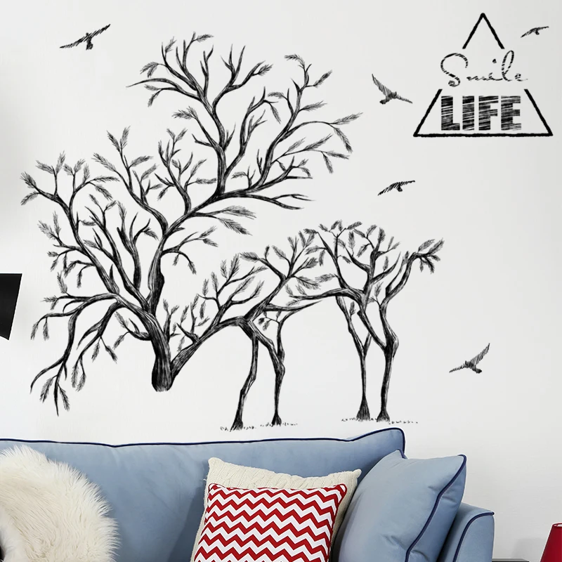 

[SHIJUEHEZI] Tree Branch Wapiti Wall Sticker PVC DIY Moose Animal Murals Decals for Living Room Bedroom House Decoration