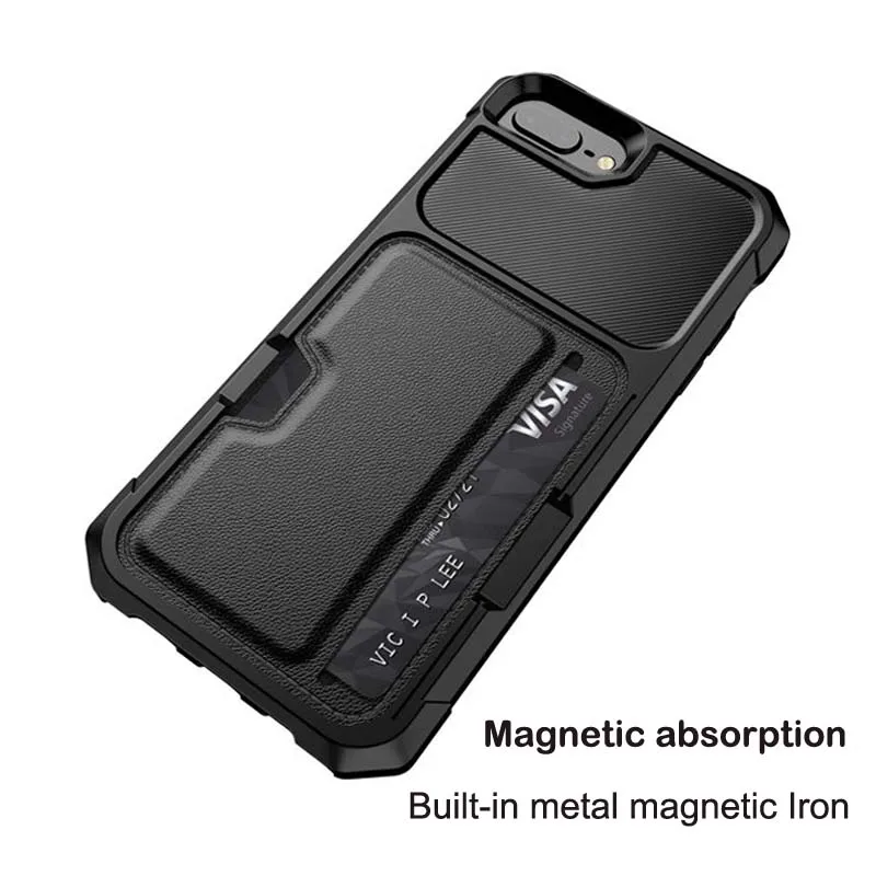 

MAKEULIKE Case For Iphone 7 Plus Cover Anti-fall Protection Card Slot Coque For Iphone 7 7Plus Case With Magnetic Absorption