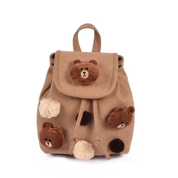 

100pcs/lot Fashion Cute Cartoon Bear Backpack Small Schoolbag Drawstring Travle bag for Teenager Girl Children