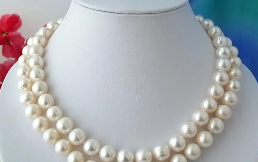 

Jewelr 004782 Natural AAA +2ROW WHITE ROUND fw PEARL NECKLACE