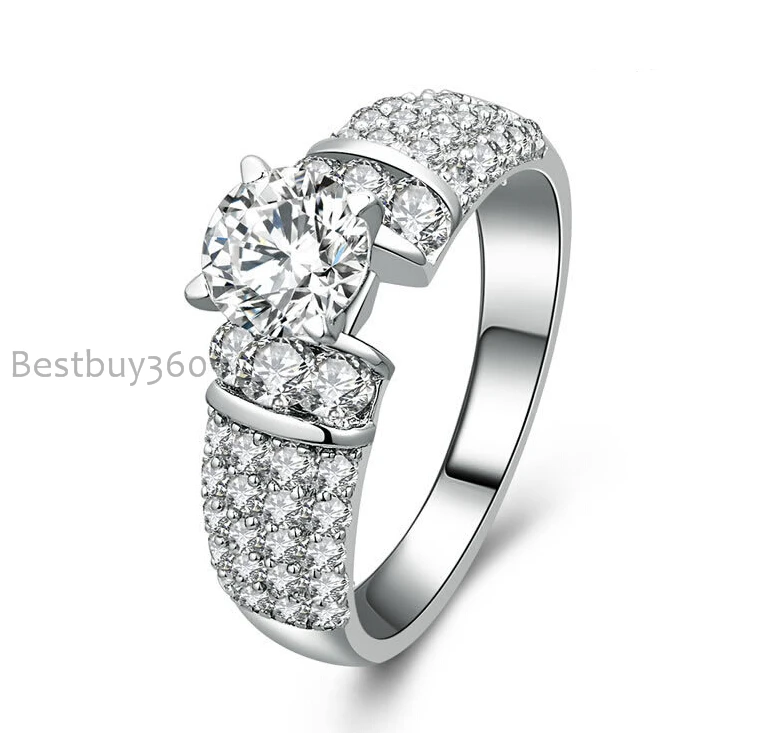 

0.8ct 4 prongs ring 925 sterling silver brilliant sona synthetic diamond engagement wedding ring