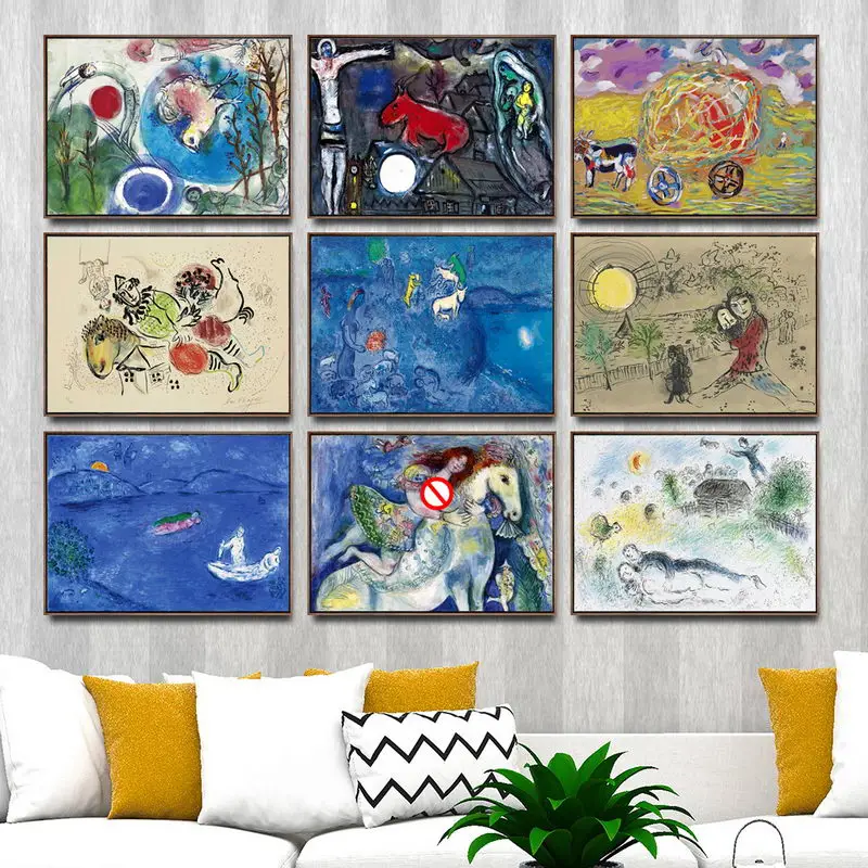

Canvas Pictures Home Decor Painting Wall Art Russian Marc Chagall Prints Modular Watercolor Nordic Style Poster For Living Room