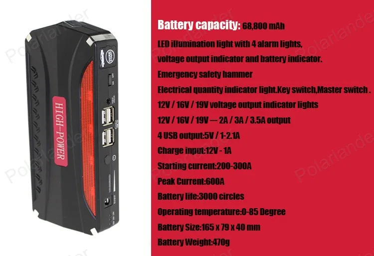SOS свет 600A мини аварийного автомобиля пусковое устройство автомобиля Booster банк батарея зарядное устройство автомобиля пусковое устройство 12 В портативн