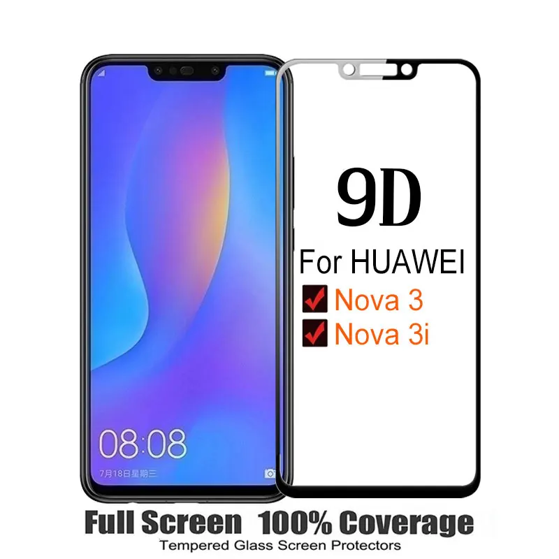 9D для Huawei nova 3 стекло Nova 3i nova3 Закаленное пленка huavei nova3i Nine защитное Защита
