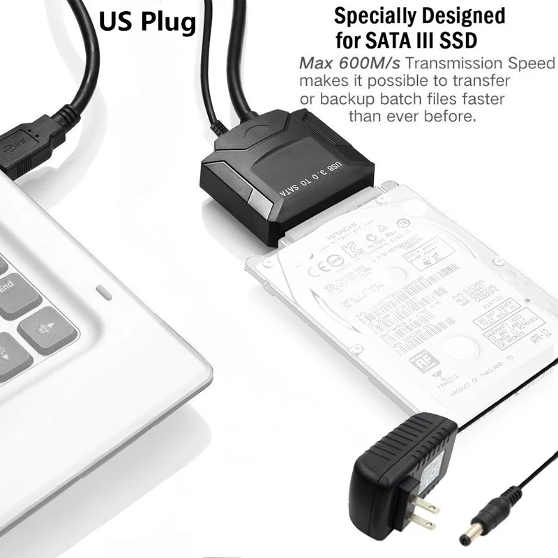 USB 3,0 на SATA 2,5/3,5 "HDD SSD жесткий диск конвертер адаптер питания кабеля US plug