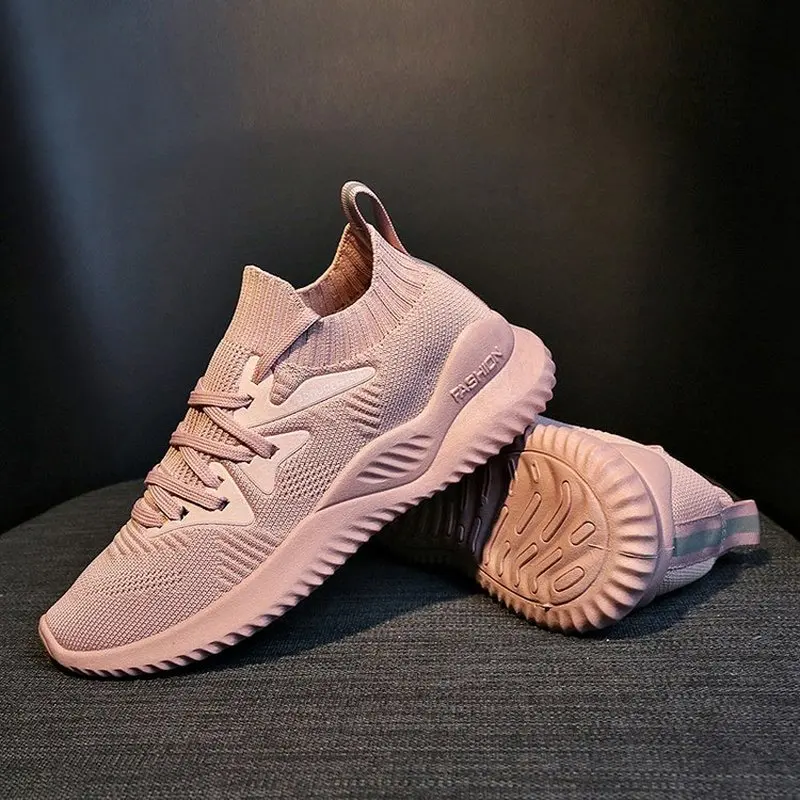 

QIUBOSS Fast delivery Women casual shoes fashion breathable Walking mesh lace up flat shoes sneakers women 2019 tenis feminino