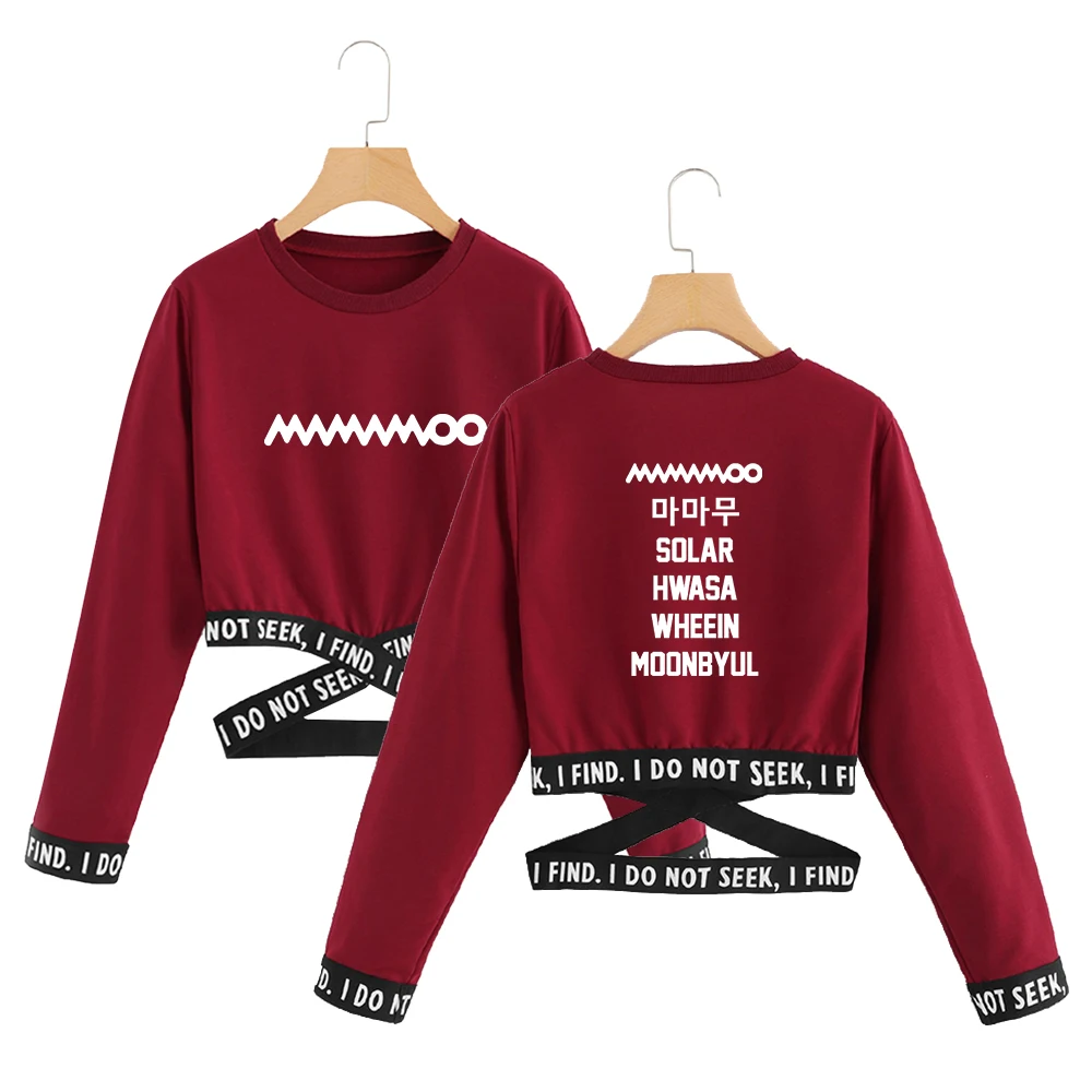 

2019 Mamamoo Summer kpop T shirt crop top Swearshirt women clothes korean style women long sleeve Fashion tops streetwear
