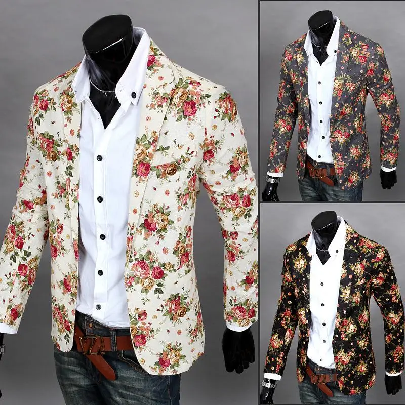 Men Floral Blazers 2018 New Design Fashion Vintage Slim Fitness Jacket ...