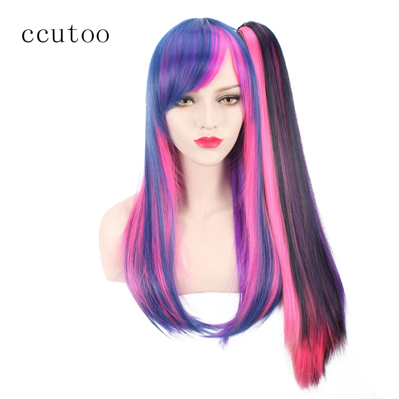 Ccutoo 26 Blue Pink Purple Mix Long Straight Synthetic My Little