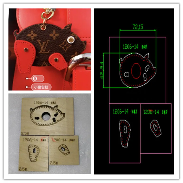 

Japan Steel Blade Rule Die Cut Steel Punch Pig Shaped Key Ring Cutting Mold Wood Dies for Leather Cutter for Leather Crafts