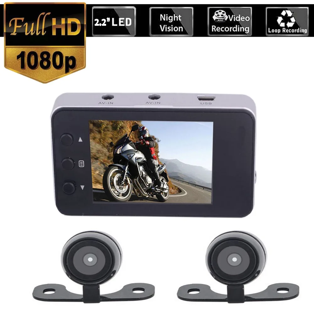 HD 1280x720 Motorcycle Dual font b Camera b font DVR Dash Cam Dual track Front Rear