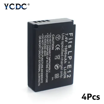 

YCDC 4pcs Black LP-E12 1000mAh Rechargeable Digital Lithium Camera Battery For Canon EOS 100/100D/M/M10/M50/M100/DSLR/Kiss X7