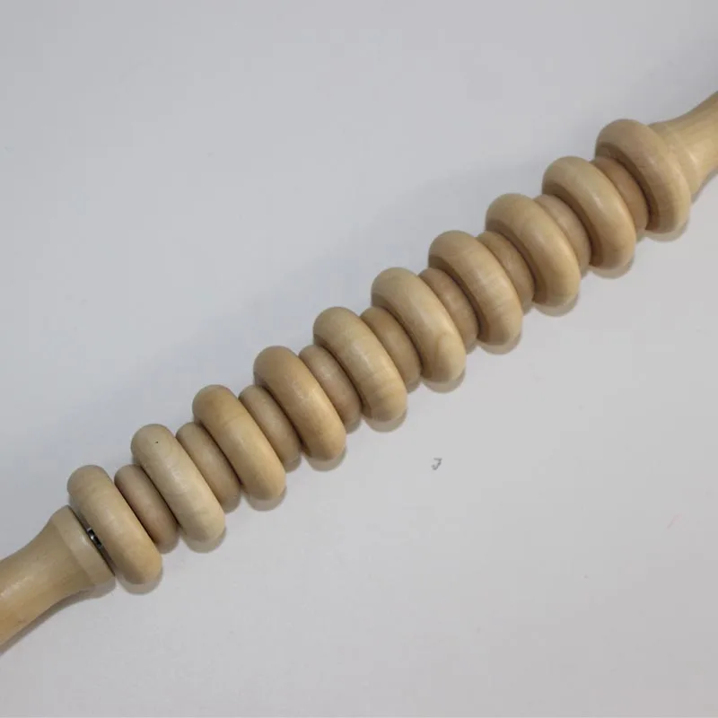 43*4 см 20 колес из натурального дерева Релаксация Rolling Stick релиз Myofascial Soire мускулы боли и боли массажный инструмент