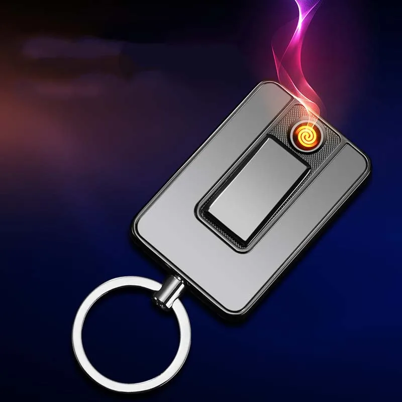 Новинка 2018 металлическая USB зажигалка перезаряжаемая Электронная брелок турбо