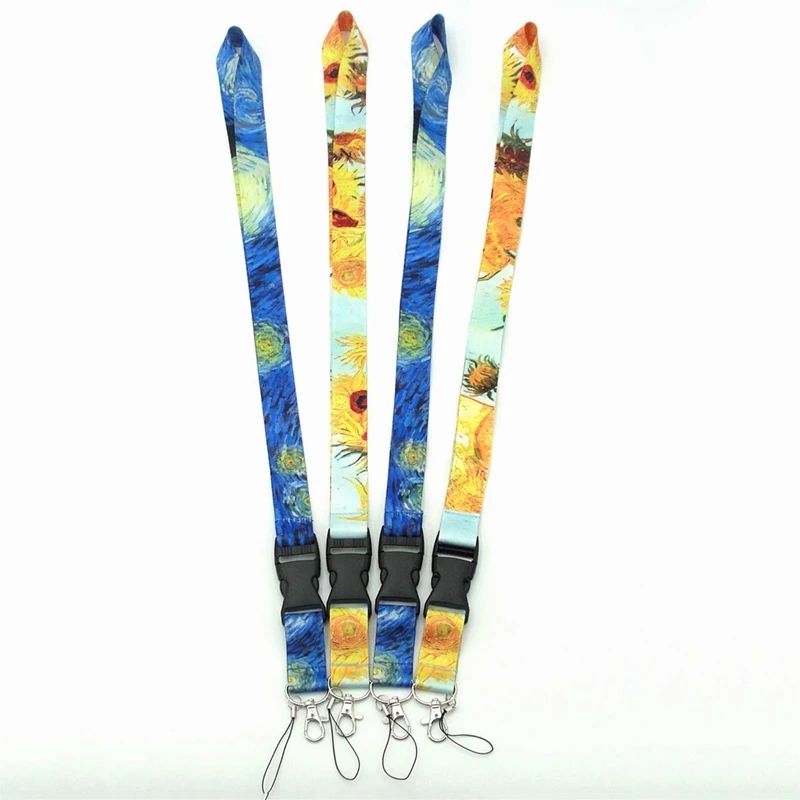 

2019 new universal trend Van Gogh oil painting starry sky sunflower phone lanyard for iPhone6S 7 8P Xs max Xr