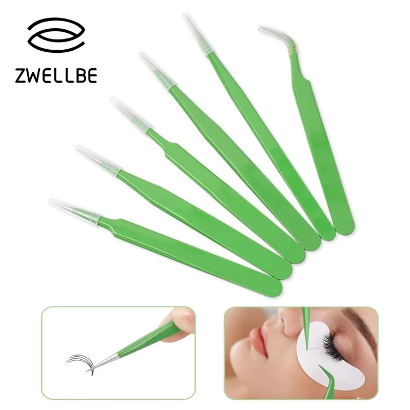 

Professional Tweezers For Eyelash Extension Green Straight Curved Pointed Tweezers Stainless Steel Precision Tweezers Set