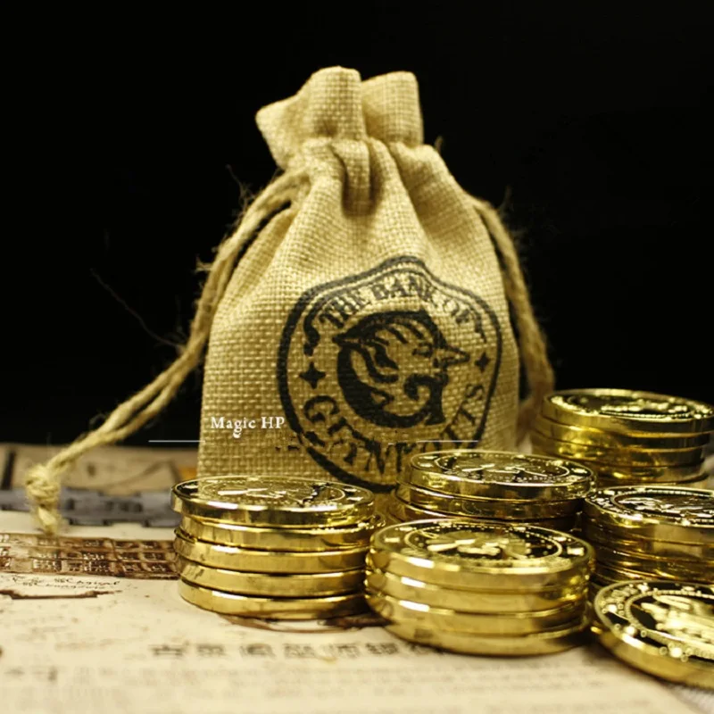 

Harri potter Hogwart Gringotts Bank Coin Collection Wizarding World,Noble with cloth bank bag Halloween Christmas gift 3pcs/set