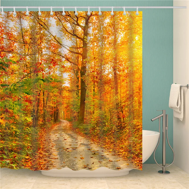 3d принтованный лес, стиль, занавески для душа, полиэстер, ткань, водонепроницаемый, для ванной, занавеска, набор, украшение для ванной комнаты, экран, моющийся - Цвет: C1028