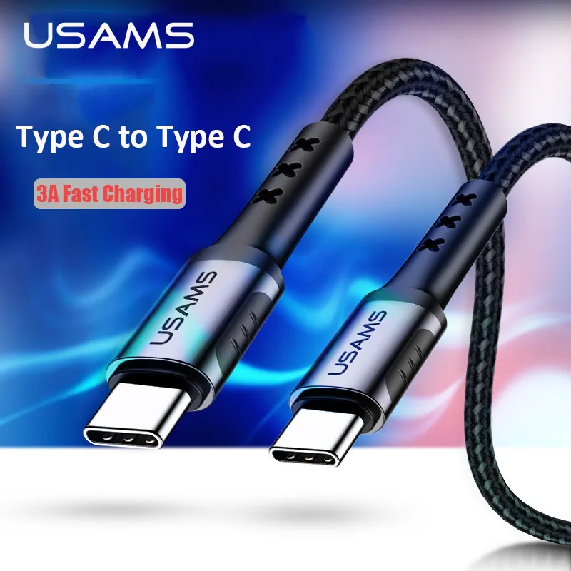 USAMS 3 А кабель для быстрой зарядки типа C и 2 м нейлоновая оплетка синхронизации