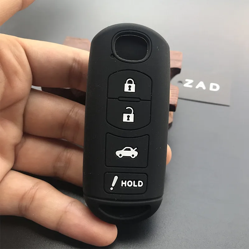 Силиконовый чехол для ключей автомобиля ZAD для Mazda 3 5 6 8 CX5 CX7 CX9 M6 GT, пульт дистанционного управления, брелок с 4 кнопками - Название цвета: Черный