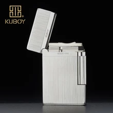 Высококачественная брендовая газовая зажигалка KUBOY, белая матовая никелевая металлическая ветрозащитная Зажигалка для мужчин, деловые подарки, Lighters-ki-51