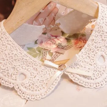 

Ladies Fake Collar Women Detachable Collars Diamond Crystal Lace Cotton Detachable For Shirt Sweater 2018 new