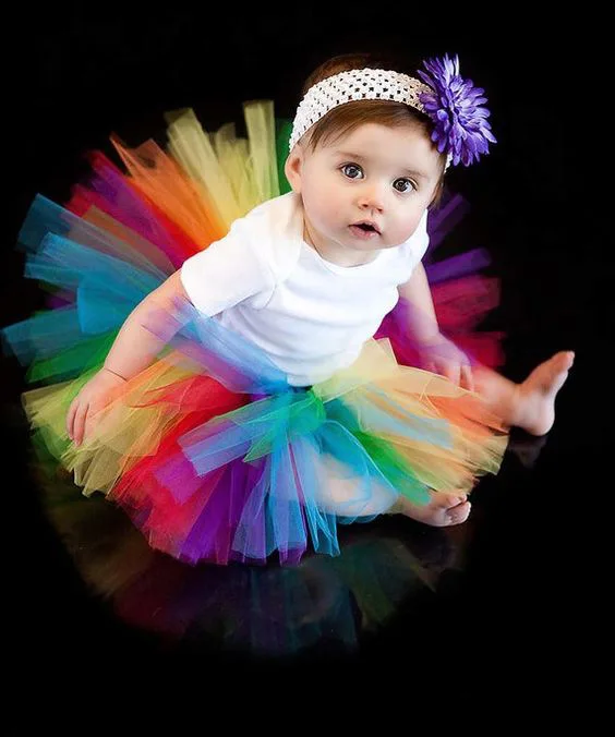 Rainbow Color Tutus Baby Girls Tutu Skirts Infant Fluffy Party