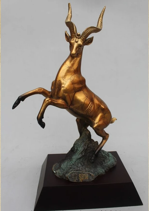 

15"Chinese Art sculpture Scarce Royal Bronze Lucky Sheep Tibetan antelope Statue