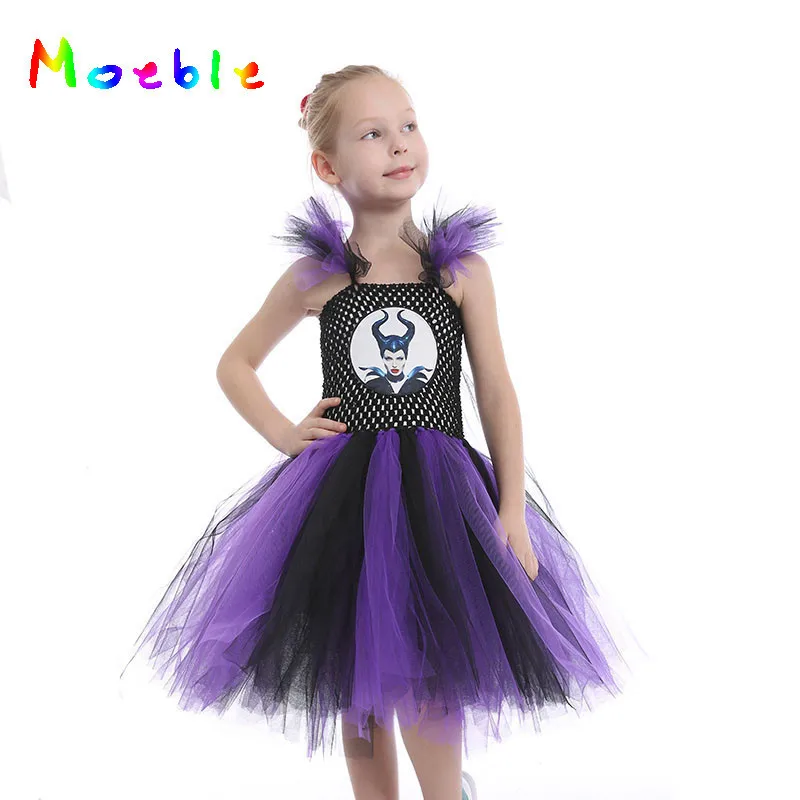 

Purple Black Girl Dress Summer Tutu Dresses Evil Queen Baby Girl Cosplay Costume Hot Cartoon Children Kids Party Dresses Vestido