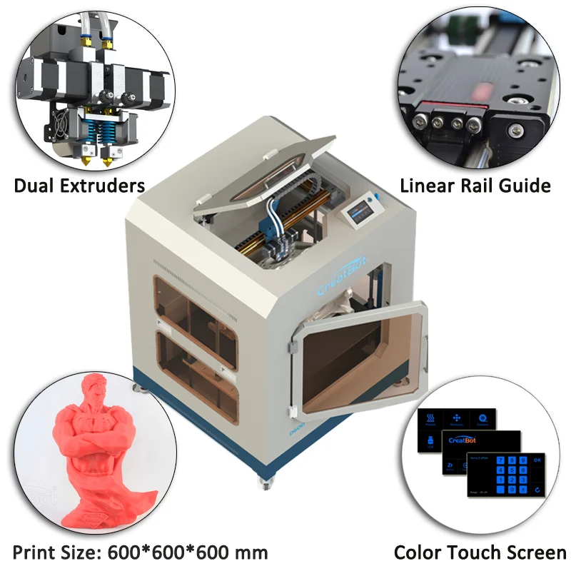 Полностью металлический чехол Высокоточный FDM DIY 3D принтер D600 3D комплект Высокое разрешение E3DV6 металлические экструдеры 600*600*600 мм DG01