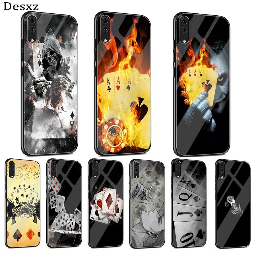 Стеклянный чехол для телефона Huawei Mate Honor 8X 9 10 7A 20 P30 P20 P10 Lite Pro P Smart Cover Poker Game Pair Kings Art