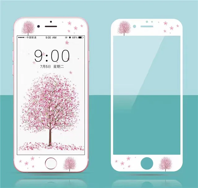 Rlenda Cinnamoroll цветы 9H твердость 3D край Полное покрытие закаленное стекло для iphone 8 6S 6 7 Plus Защитная пленка для экрана