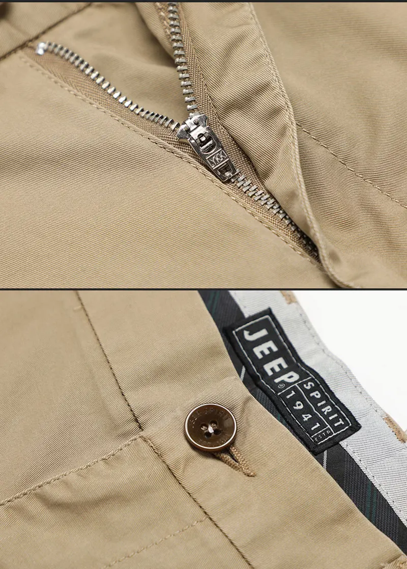 2019 Autumn JEEP Brand Casual Linen Pants Men's Casual Mid Elastic Waist Cotton Pants Fashion Trousers Full Length Straight (33)