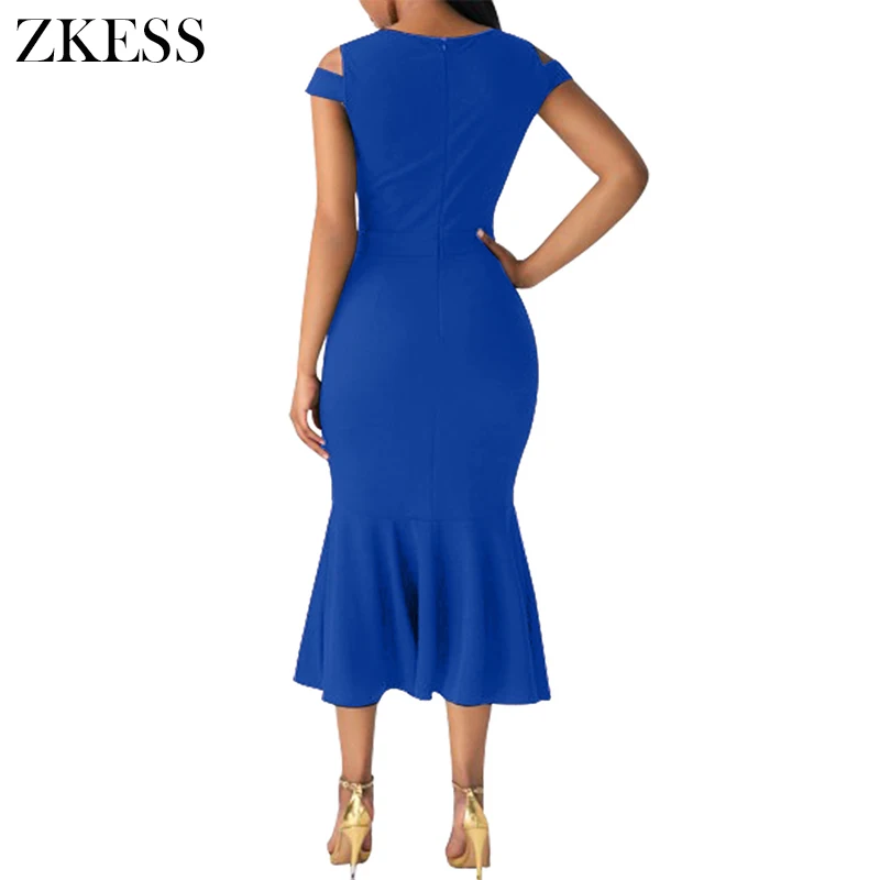 Royal-Blue-Cold-Shoulder-Bow-Detail-Mermaid-Dress-LC61686-5-2 