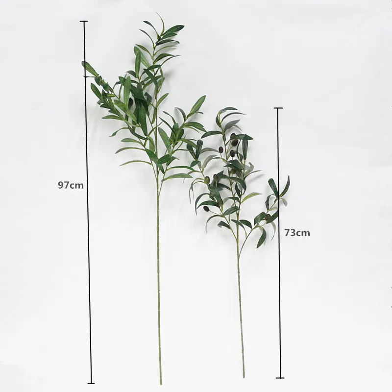 Flone Simulation Olive Branch Artificial Green Plant Leaves Artificial Flowers Branch For Home Wedding Party Decor (16)