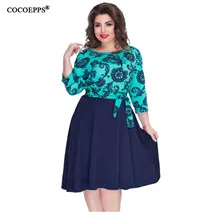 COCOEPPS-Women-Flower-Print-Fashion-Big-Size-Dress-Knee-Length-Polak-Dot-Patchwork-Summer-Dresses-2018 (3)