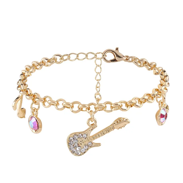 Fashion Crystal Bracelets Guitar Notes Personality Small Element Fashion Crystal Bracelets Guitar Notes Personality Small Element Pendant Charms For S Wedding Party Jewelry