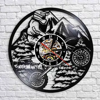 

Mountain Extreme Sport Motocycle Motorbike3D Wall Clock Motorcycle Decorative Clocks Make From Vinyl Record Wall Decor