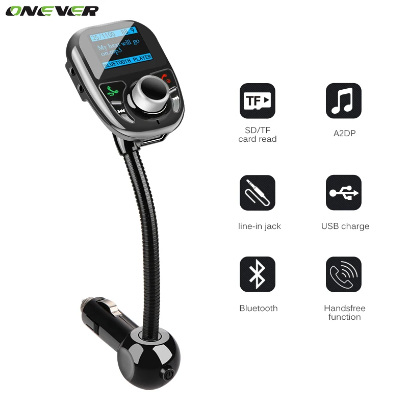 imágenes para Onever coche mp3 reproductor de audio bluetooth transmisor fm con pantalla lcd de control remoto inalámbrico de fm car kit manos libres cargador usb imágenes para Onever coche mp3 reproductor de audio bluetooth transmisor fm con pantalla lcd de control remoto inalámbrico de fm car kit manos libres cargador usb